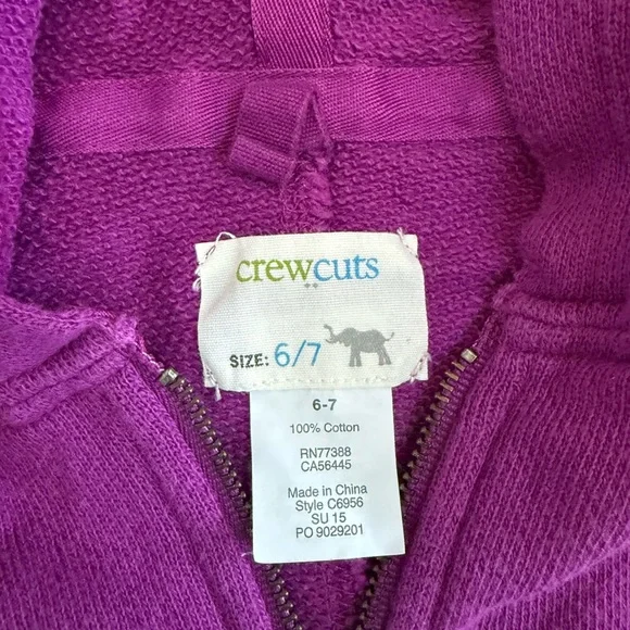 Crew cuts jewel tones purple hoodie in excellent condition size 6-7 - Picture 2 of 2